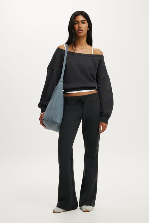 Low rise bootleg sweatpant - shadowstone