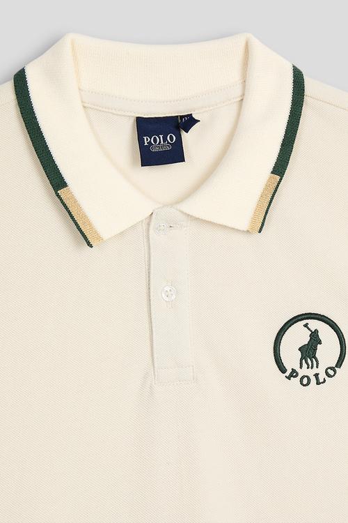 Boys sbusiso embroidered ss golfer - off white