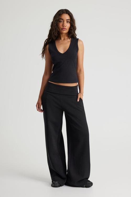 Wide Waistband Trackpant - Black