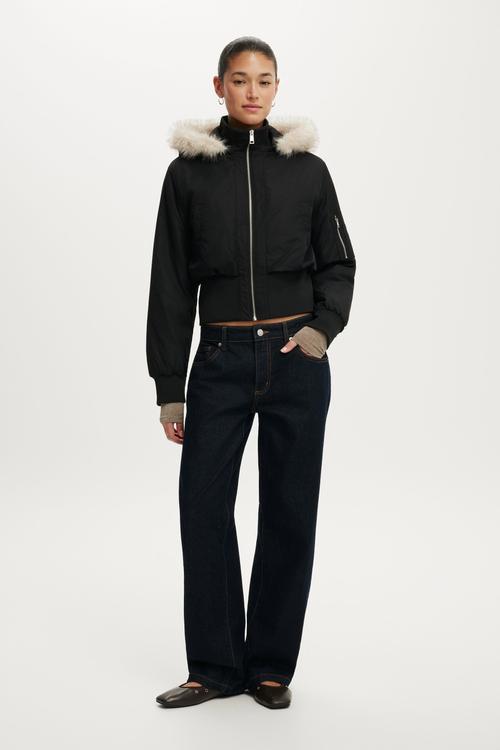 Remi hooded bomber jacket - black