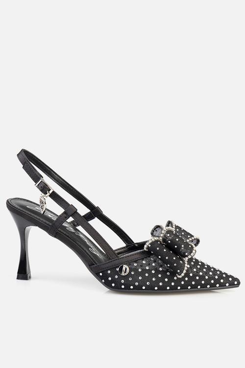 Ivy slingback bow heel - black