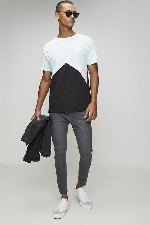 Crew Neck Short Sleeve T-Shirt  - Pale Mint/Optic White/Jet Black