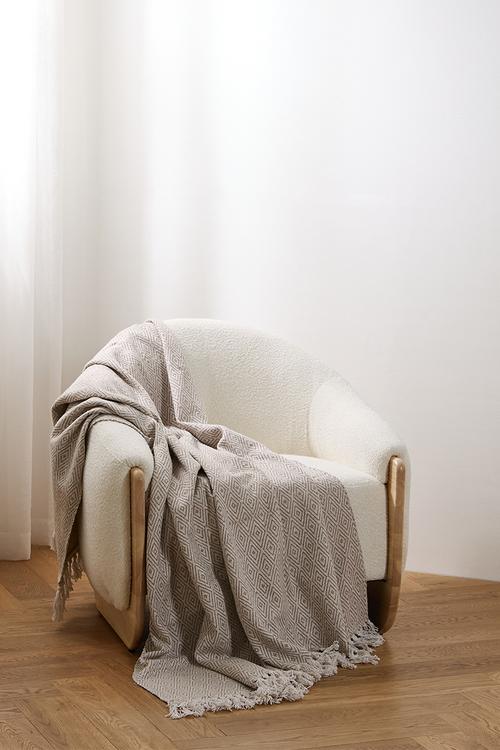 Diamond cotton Throw Natural