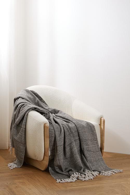 Chevron Cotton Throw  Olive