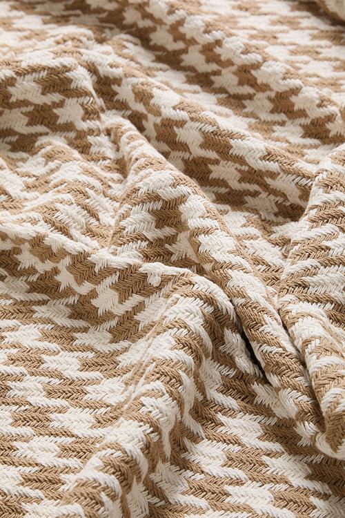 Houndstooth Cotton Throw Natural