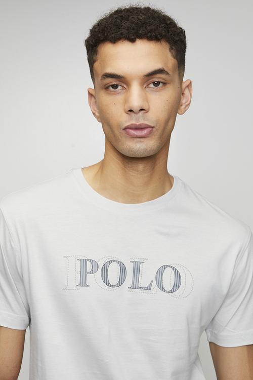 Nate Stitch Printed Logo Ss Tee - Light Grey