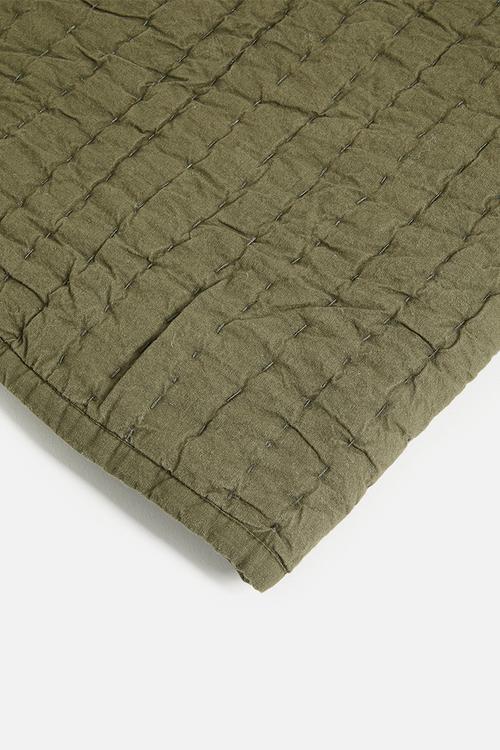 Handstitched Washed cotton Quilt Olive