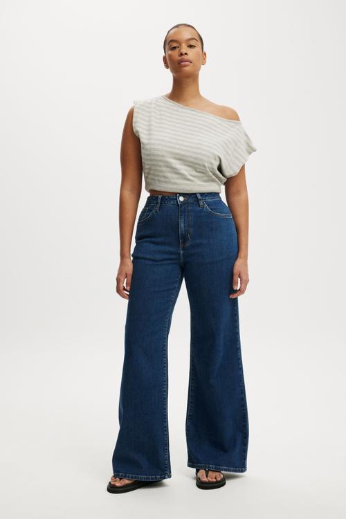 Curvy stretch wide jean - gemini blue pocket