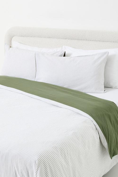 Cotton Yarndye Stripe Duvet Cover Set Olive