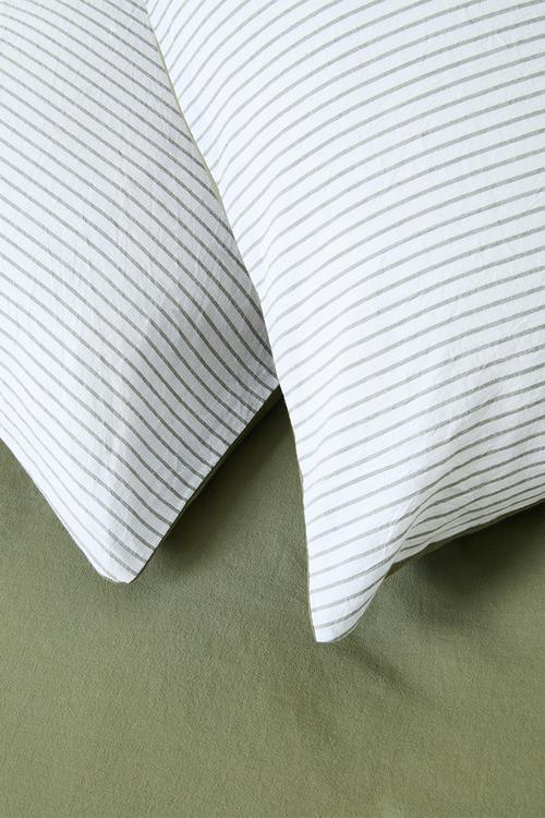 Cotton Yarndye Stripe Duvet Cover Set Olive