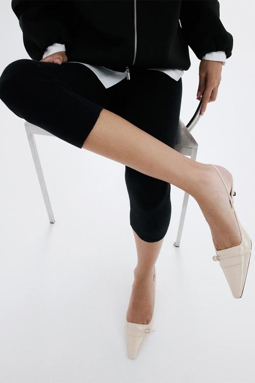 Pocket stiletto slingback heel - light beige