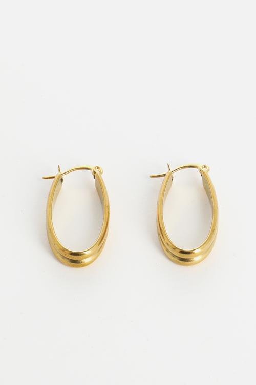 Double row oval hoop earrings - gold