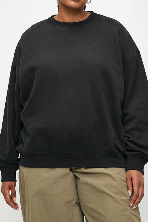 Plus Plush Crew Sweatshirt - Black