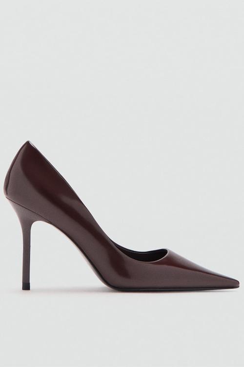 Punt stiletto court heel - dark brown