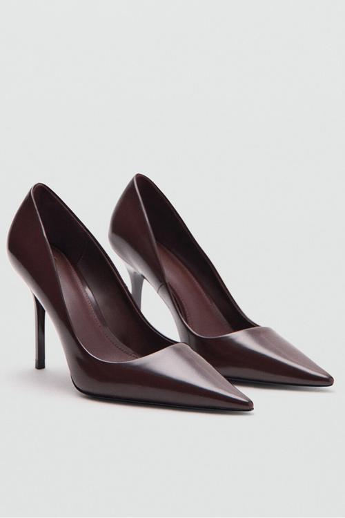 Punt stiletto court heel - dark brown