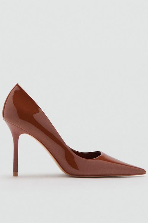 Punt stiletto court heel - dark brown