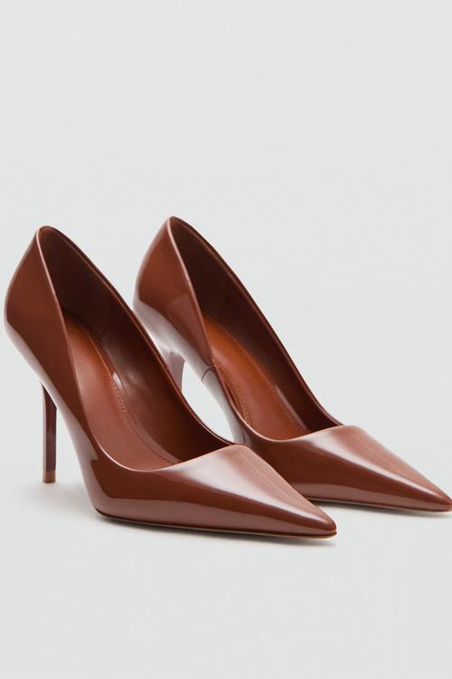 Punt stiletto court heel - dark brown