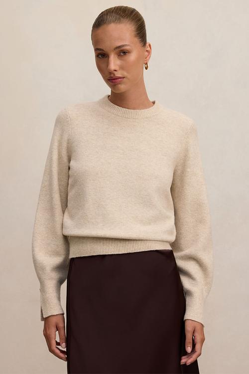 Ellie cuff detail sweater in soft oatmeal