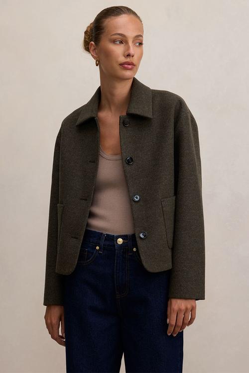 Luna patch pocket jacket in pine green