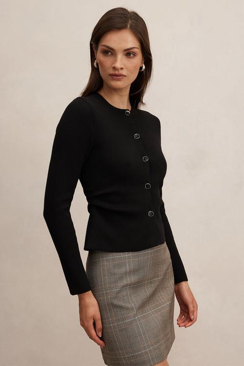 Valencia structured knit cardigan in black