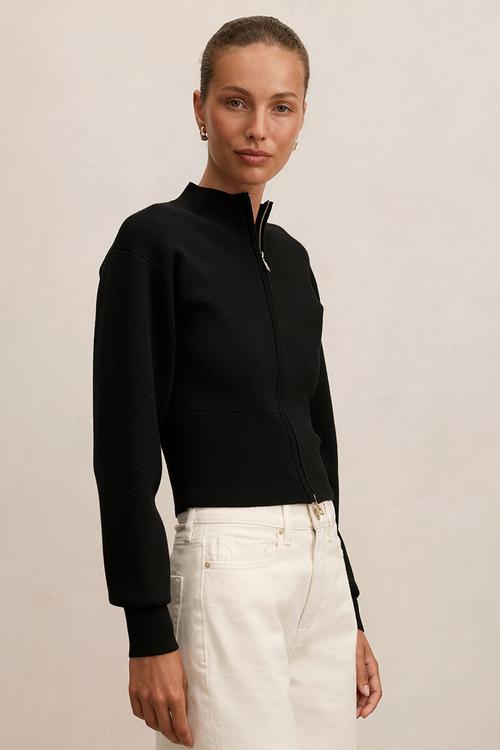 Hanna zip knit jacket in black