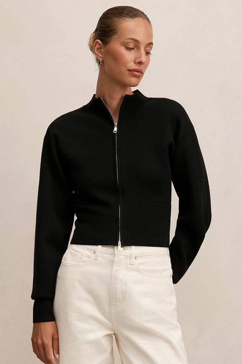 Hanna zip knit jacket in black