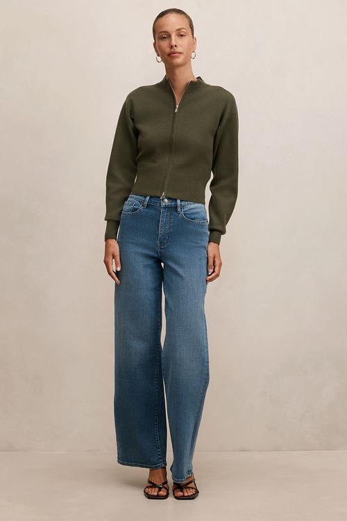 Hanna zip knit jacket in olive