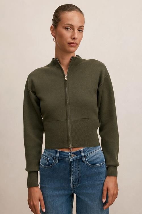 Hanna zip knit jacket in olive