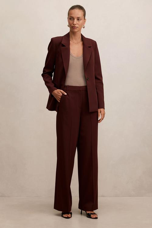 Pia wide leg suit pants in aubergine suit