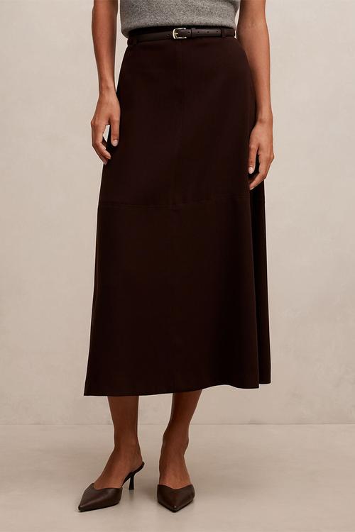 Millie belted midi skirt in chocolate