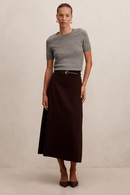 Millie belted midi skirt in chocolate