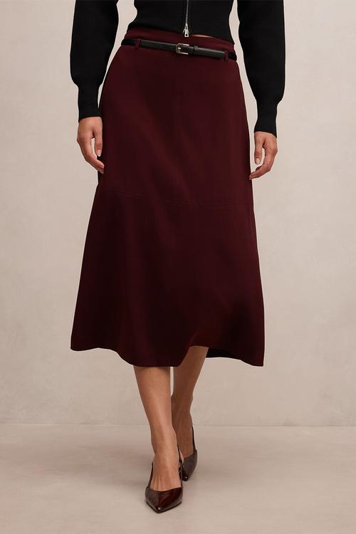Millie belted midi skirt in currant