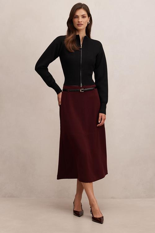 Millie belted midi skirt in currant