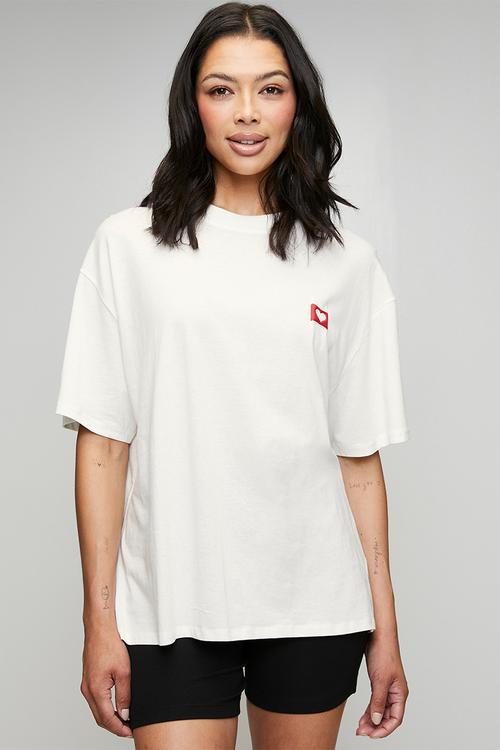 Oversized lounge graphic tee - butterscotch marle/1-800 text me