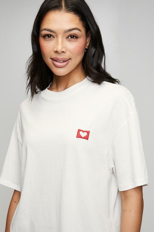 Oversized lounge graphic tee - butterscotch marle/1-800 text me