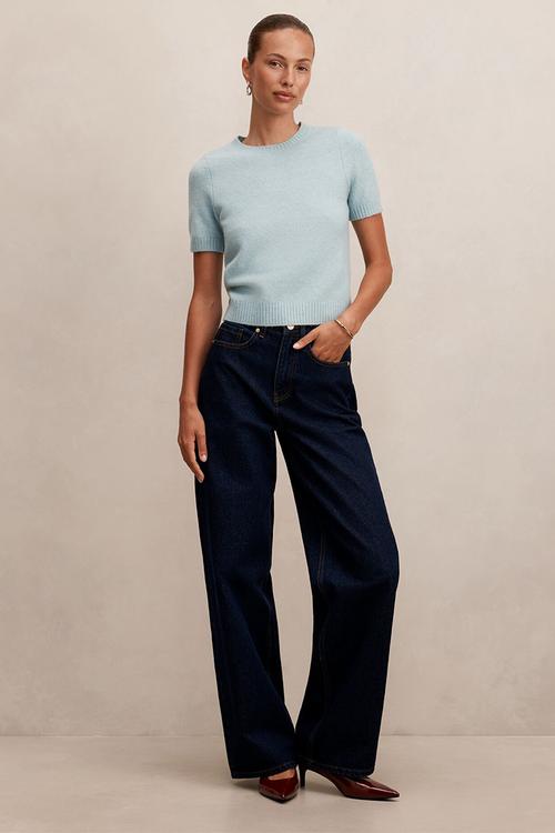 Lucy knitted t-shirt in soft duck egg