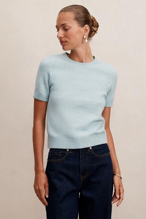 Lucy knitted t-shirt in soft duck egg