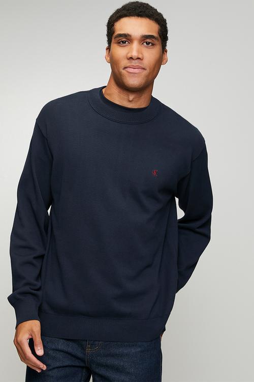 Long sleeve Ez Cotton Crewnk Sweater 12Gg - Dark Sapphire