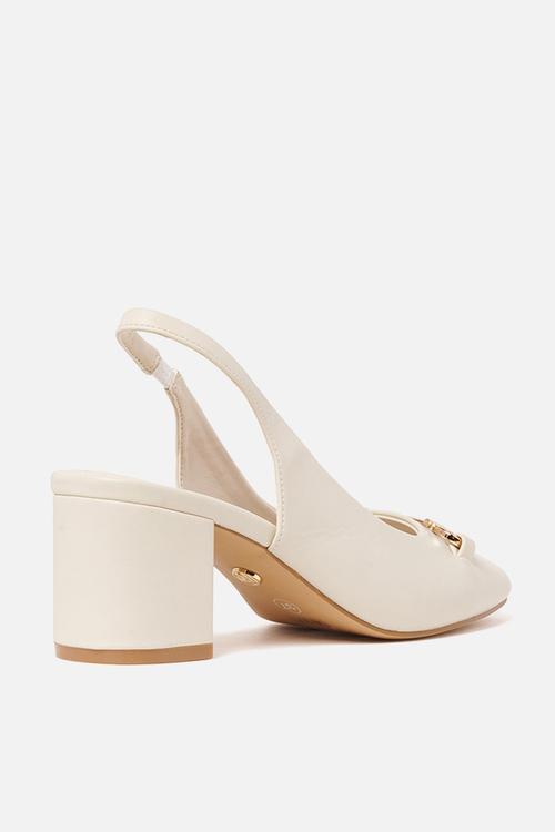 Valeria bit trim slingback block heel in nude