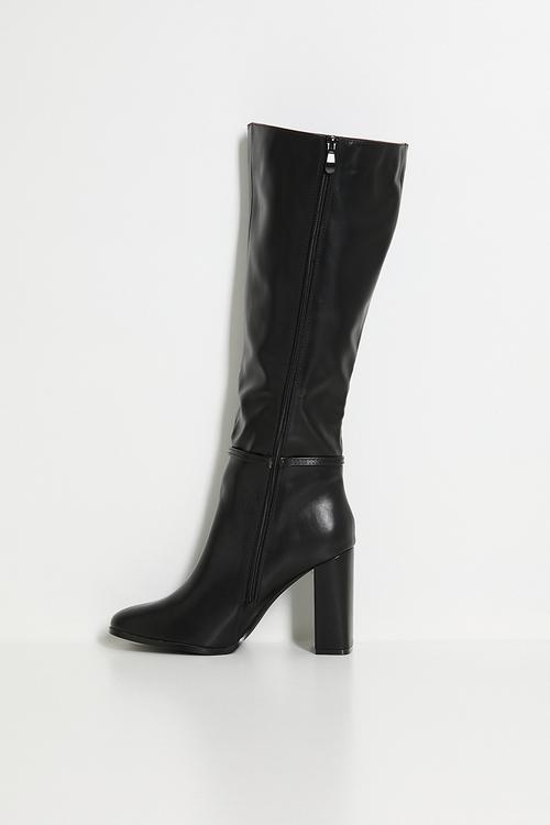 Shania 10 stretch block heel long boot - black