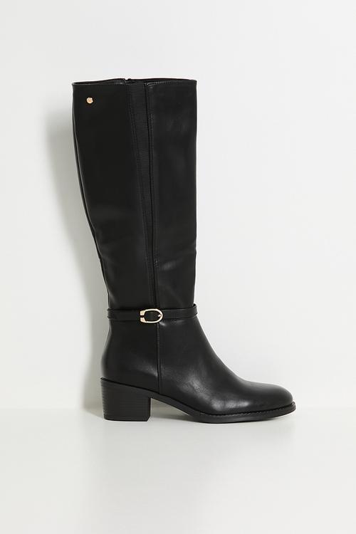 Brook 2 gold buckle rider boot - black