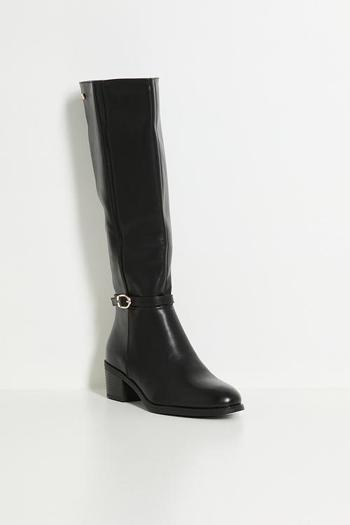Brook 2 gold buckle rider boot - black