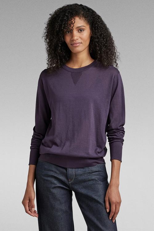 Core r neck knit wmn - carbonne purple