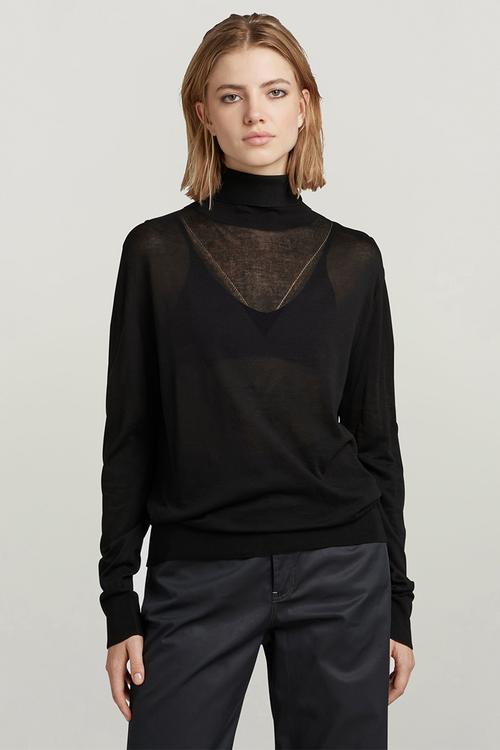 Core roll neck knit wmn - dk black