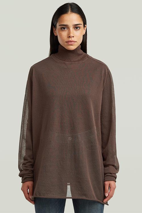 Sheer loose turtle knit wmn - chocolat