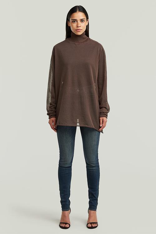 Sheer loose turtle knit wmn - chocolat