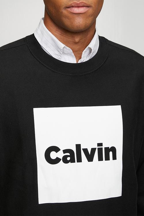 Long sleeve Premium Fleece Calvin Box Graphic Cn - Black