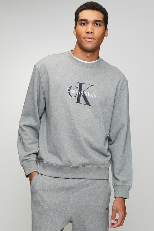 Long Sleee Eu 350Terry Monologo Cn Swtshrt - Med Grey Htr