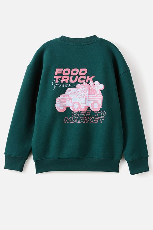 Sammy Oversize Crew - Winter Jade/Food Truck