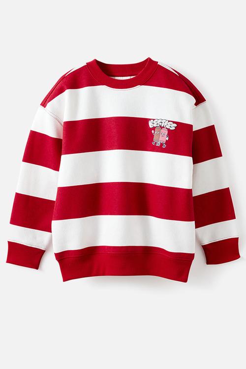 Sammy Oversize Crew - Heritage Red Stripe/Ice Blue Fun Day club